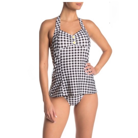 Betsey Johnson B&W Gingham Retro Bathing Suit NWT - Picture 4 of 14